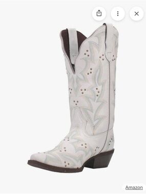 Laredo White and Light Blue Women's Western Heeled Boots